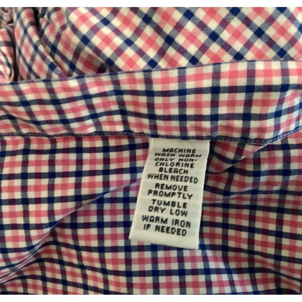 Polo‎ Ralph Lauren Mens Large Pink Navy Blue Gingham Check Button Down Shirt L